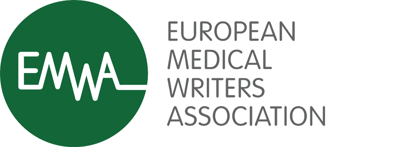 European Medical Writers Association logo with green circle and EMWA initials in white | Amodaia