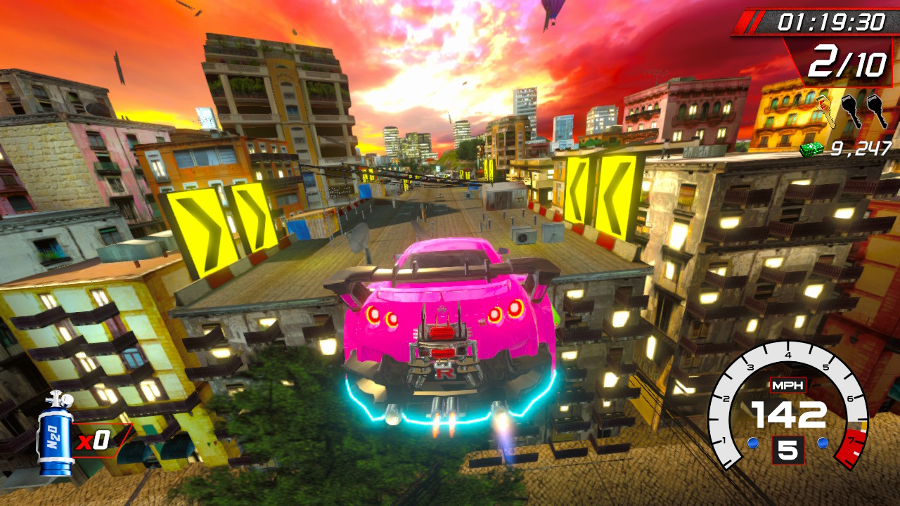 Nissan GT-R in mid-air - Cruis'n Blast screenshot for Nintendo Switch