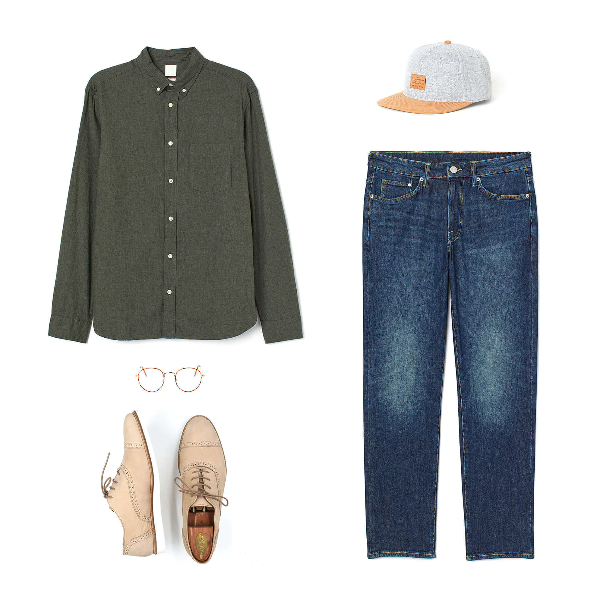 Look idea for Miss Nude beige nubuck sport derbies Look idea for Miss Nude beige nubuck sport derbies