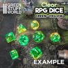 12x D6 16mm Dice - Clear Green/Yellow 2