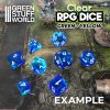 7x Mix 16mm Dice - Clear Blue/Turquoise 2