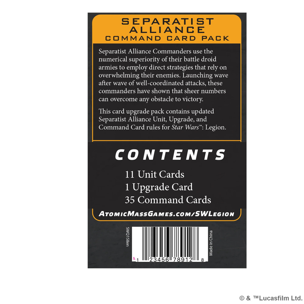 Star Wars: Legion - Separatist Alliance Command Card Pack 2