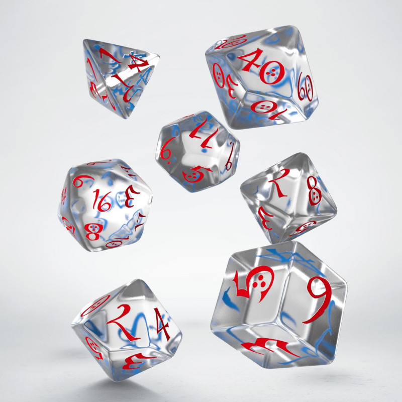 Classic RPG Translucent & blue-red Dice Set (7) 2