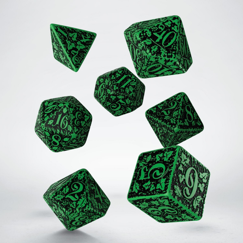 Forest 3D Green & black Dice Set (7) 2