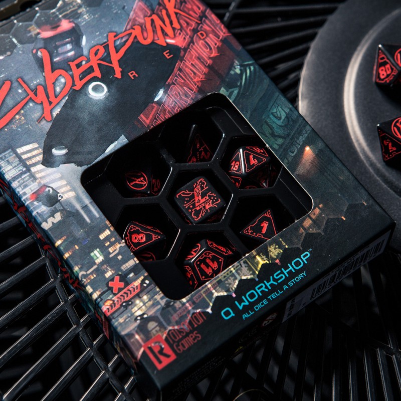 Cyberpunk Red Dice Set - Blood over Chrome 1