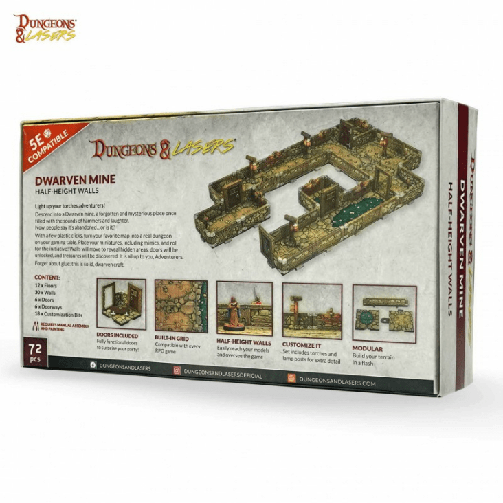 Dungeons & Lasers: Dwarven Mine - Half Height Walls 15