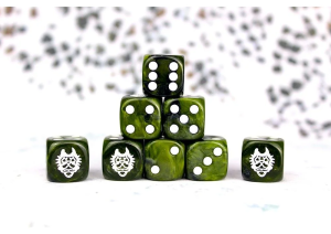 Conquest: W'adrhun Faction Dice on Green swirl Dice 1