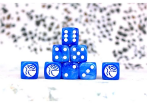Conquest: Nords Faction Dice on Bright Blue swirl Dice 1