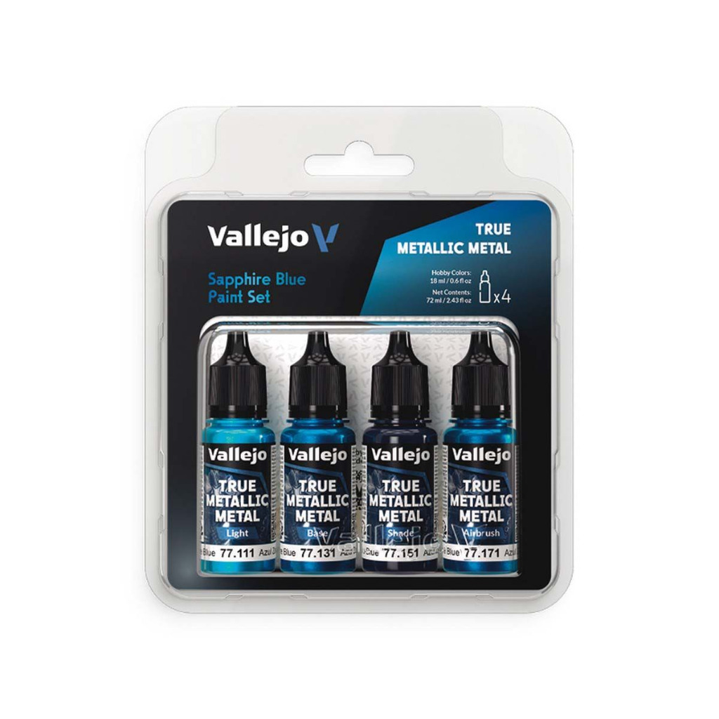 Vallejo True Metallic Metal: Paint Set - Sapphire Blue (x4 Colours) 1