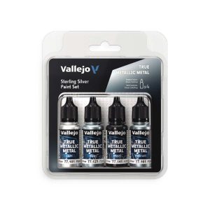Vallejo True Metallic Metal: Paint Set - Sterling Silver (x4 Colours) 1