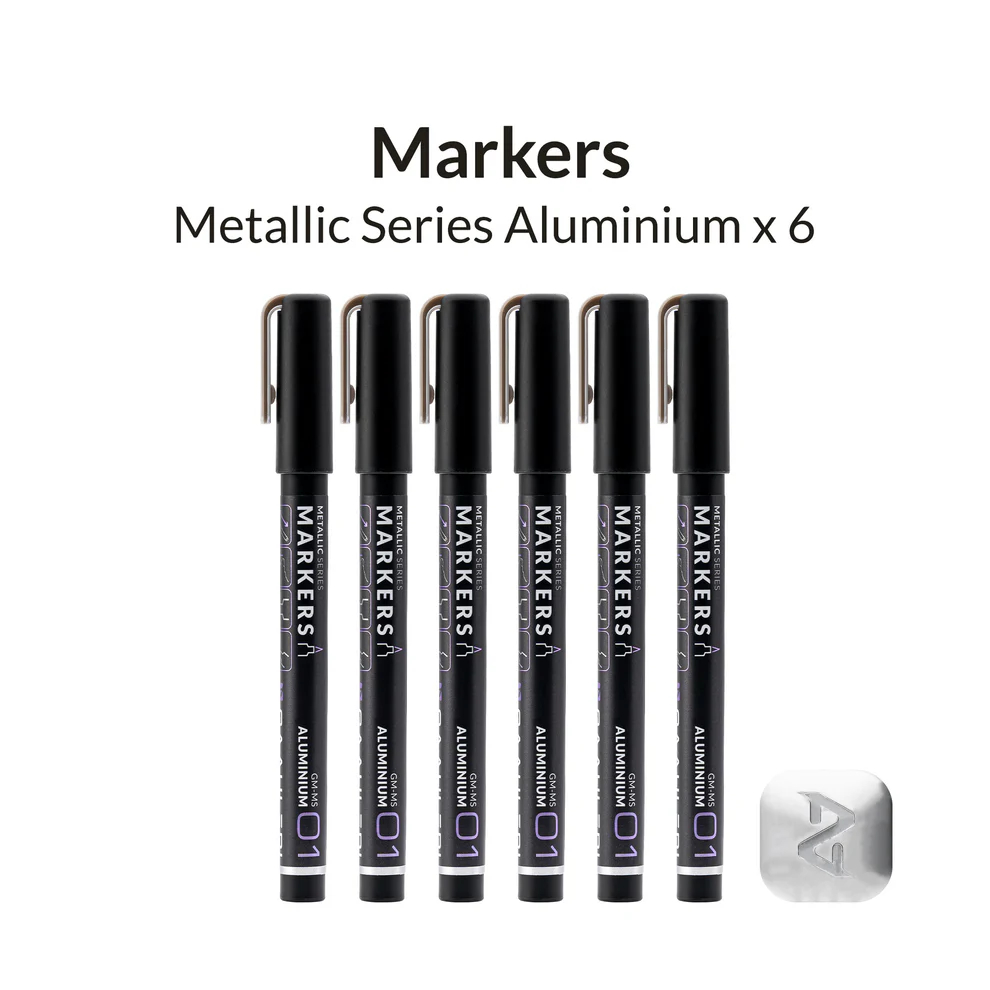 Metallic Series Markers - Aluminium - pack of 6 1