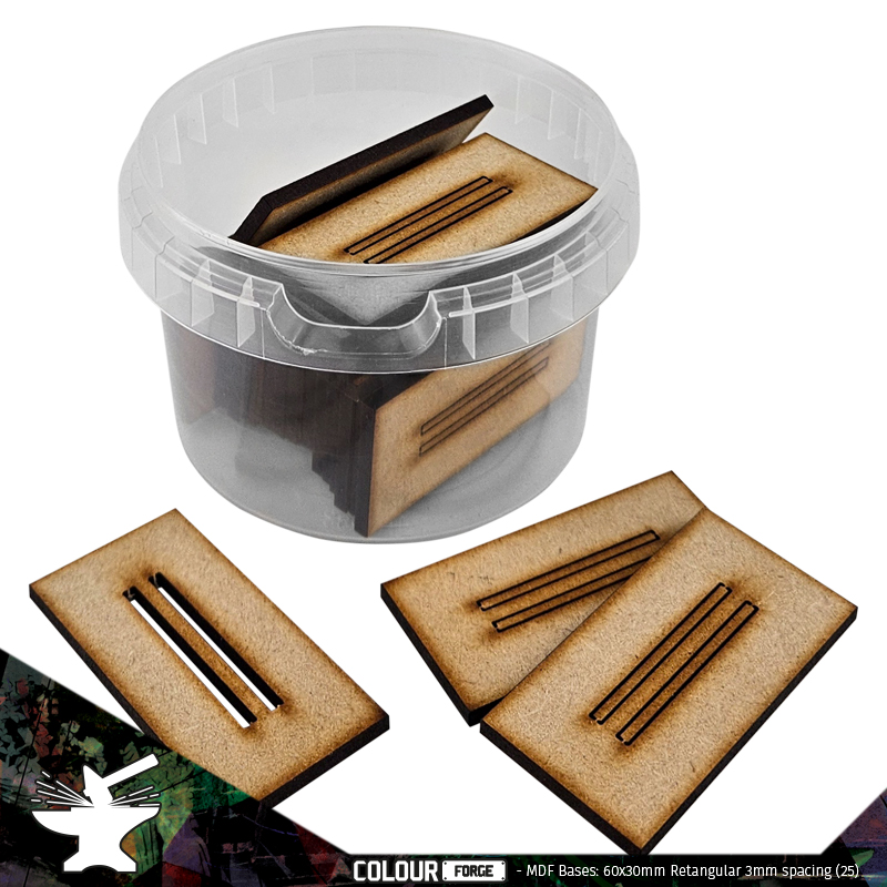MDF Bases - 60x30mm Rectangular - 3mm spacing (24) 1