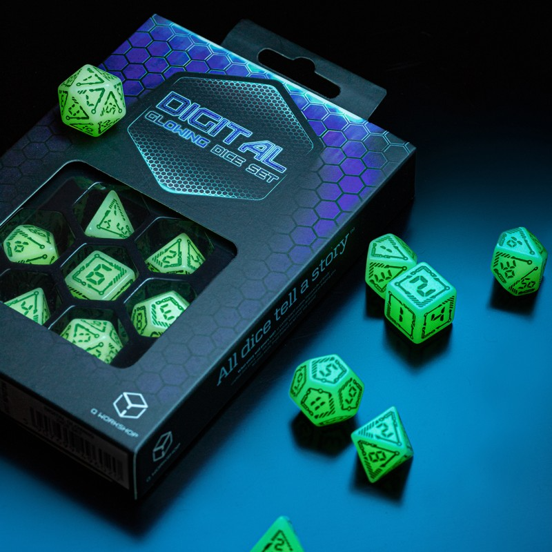 "Digital" Glowing Dice Set 6