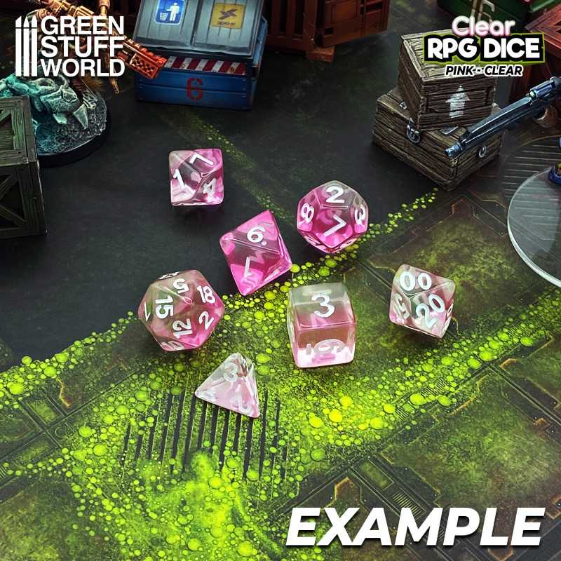 7x Mix 16mm Dice - Clear Pink 2