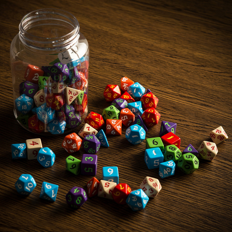 Round Jar of Classic RPG Dice (80) 2