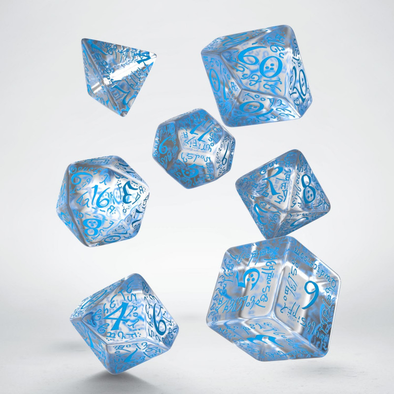 Elvish Translucent & blue Dice Set (7) 2