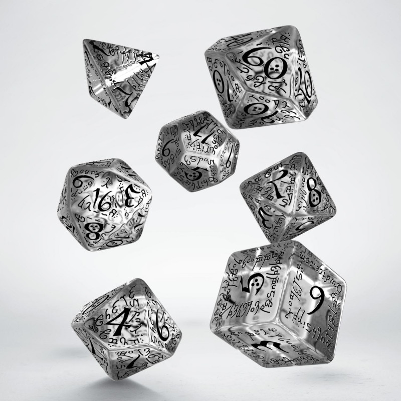 Elvish Translucent & black Dice Set (7) 2