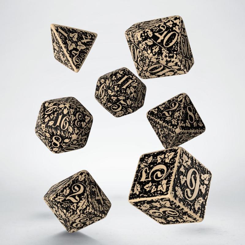 Forest 3D Beige & black Dice Set (7) 2