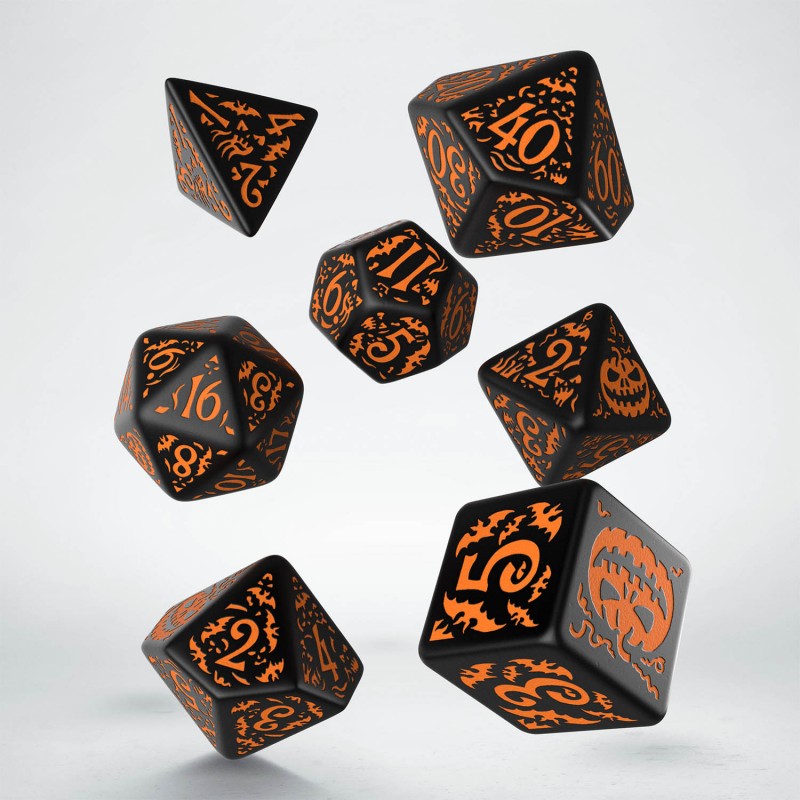 Halloween Pumpkin Black & Orange Dice Set (7) 2