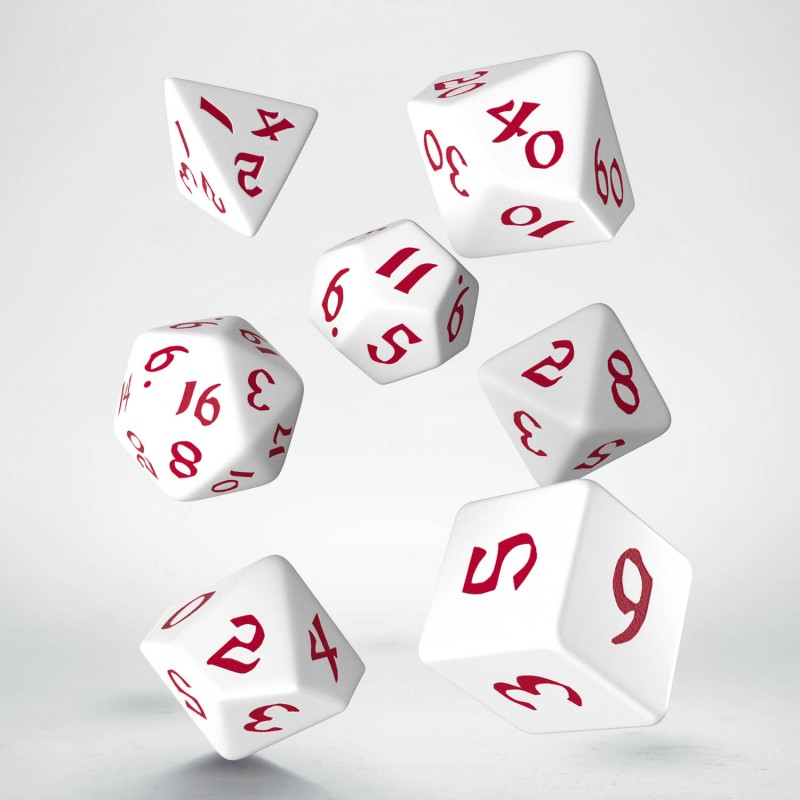 Classic Runic White & red Dice Set (7) 2