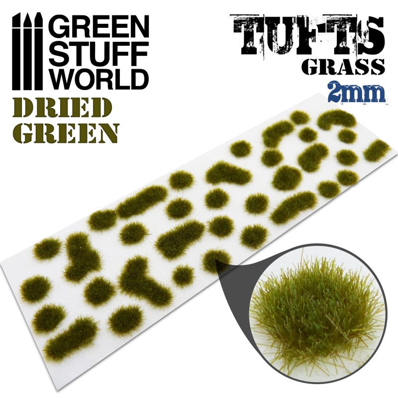 Grass TUFTS - 2mm self-adhesive - DRY GREEN 2