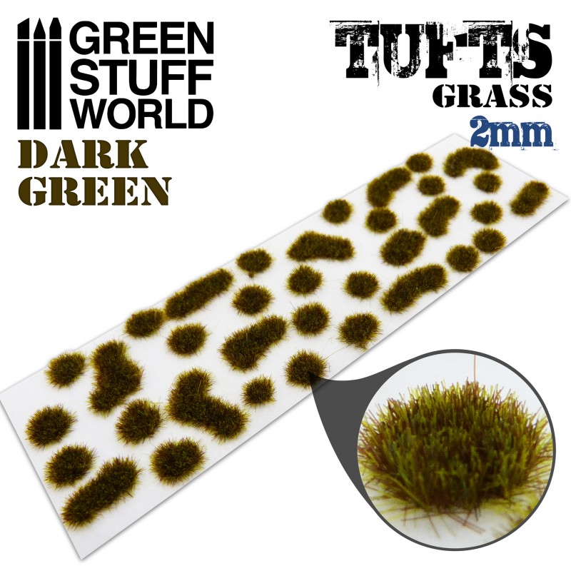 Grass TUFTS - 2mm self-adhesive - DARK GREEN 2