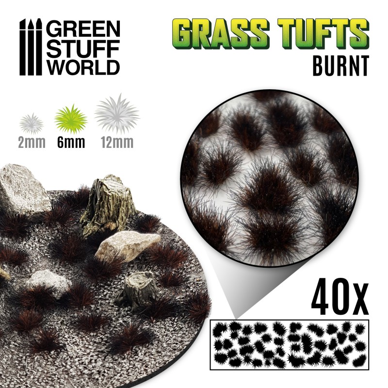Grass TUFTS - 6mm self-adhesive - BURNT 1