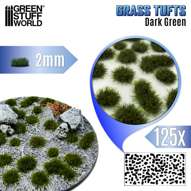 Static Grass Tufts 12mm - Dark Green 1