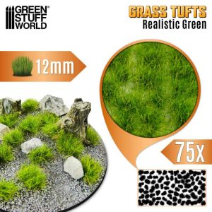 Static Grass Tufts 12mm - Realistic Green 1