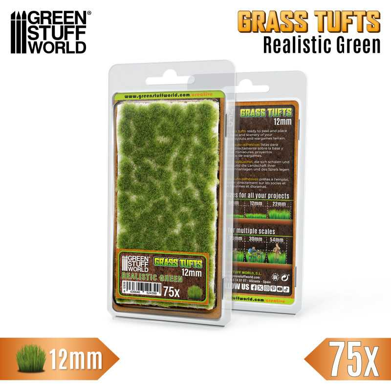 Static Grass Tufts 12mm - Realistic Green 2