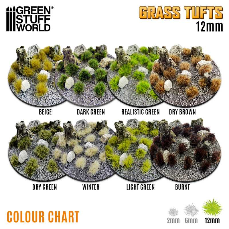 Static Grass Tufts 12mm - Light Green 3