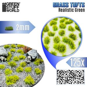 Static Grass Tufts 2 mm - Realistic Green 1