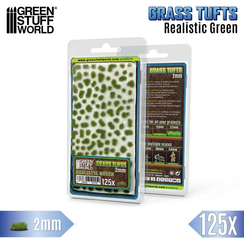 Static Grass Tufts 2 mm - Realistic Green 2