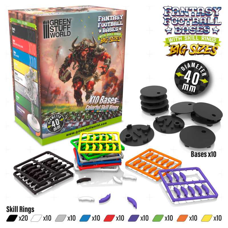 Blood Bowl Bases 40mm with Skill Rings 1