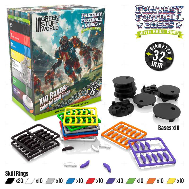 Blood Bowl Bases 32mm with Skill Rings 1