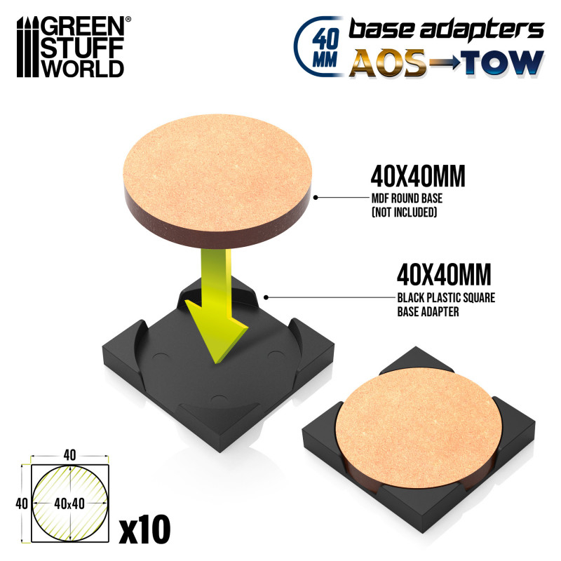 Plastic round to Square Base Adapter 40mm 2