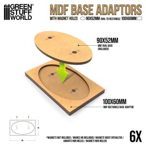 MDF Base adapter - Oval 90x52mm to Rectangular 100x60mm 1