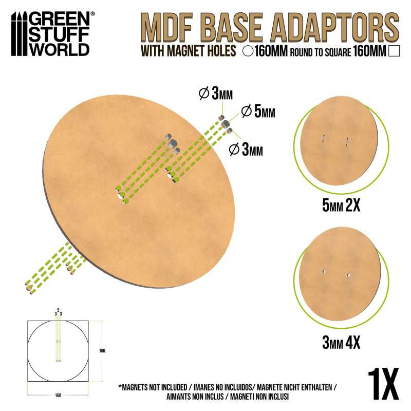 MDF Base adapter - Round 160mm to Square 3
