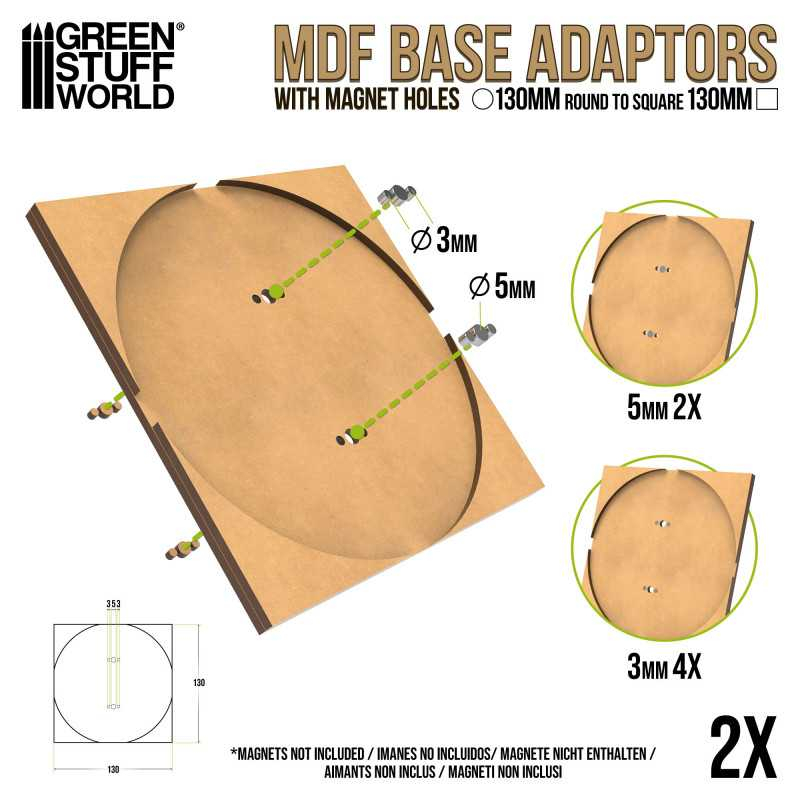 MDF Base adapter - Round 130mm to Square 2