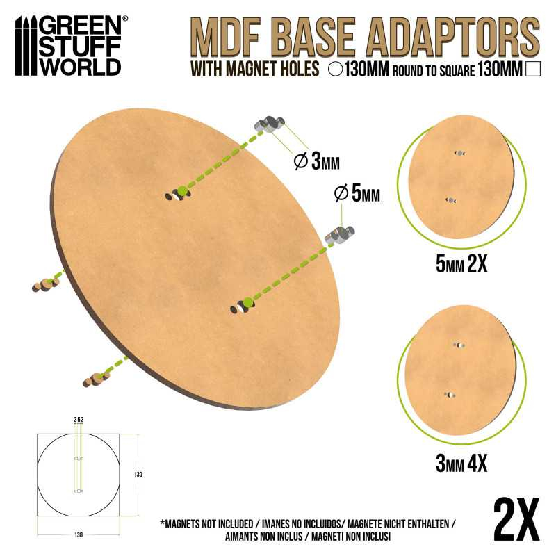MDF Base adapter - Round 130mm to Square 3