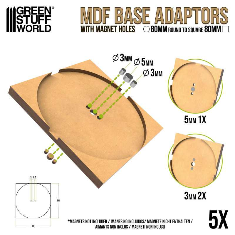 MDF Base adapter - Round 80mm to Square 2
