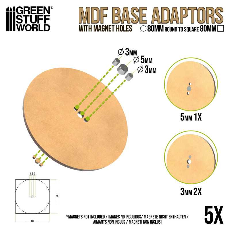 MDF Base adapter - Round 80mm to Square 3