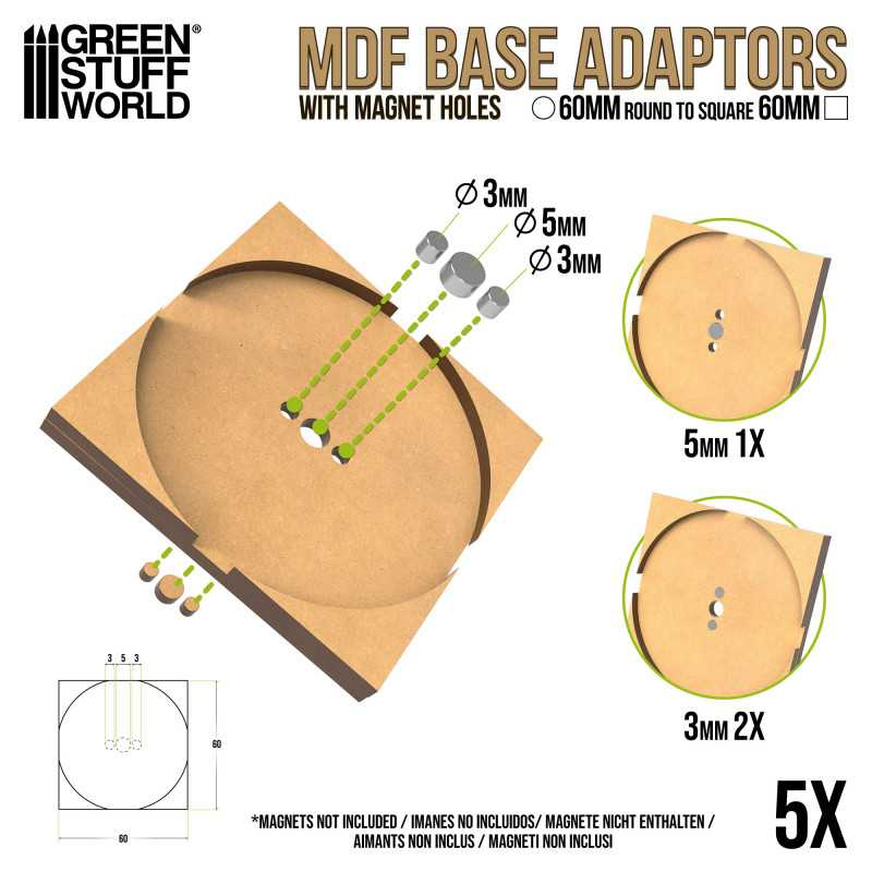 MDF Base adapter - Round 60mm to Square 2