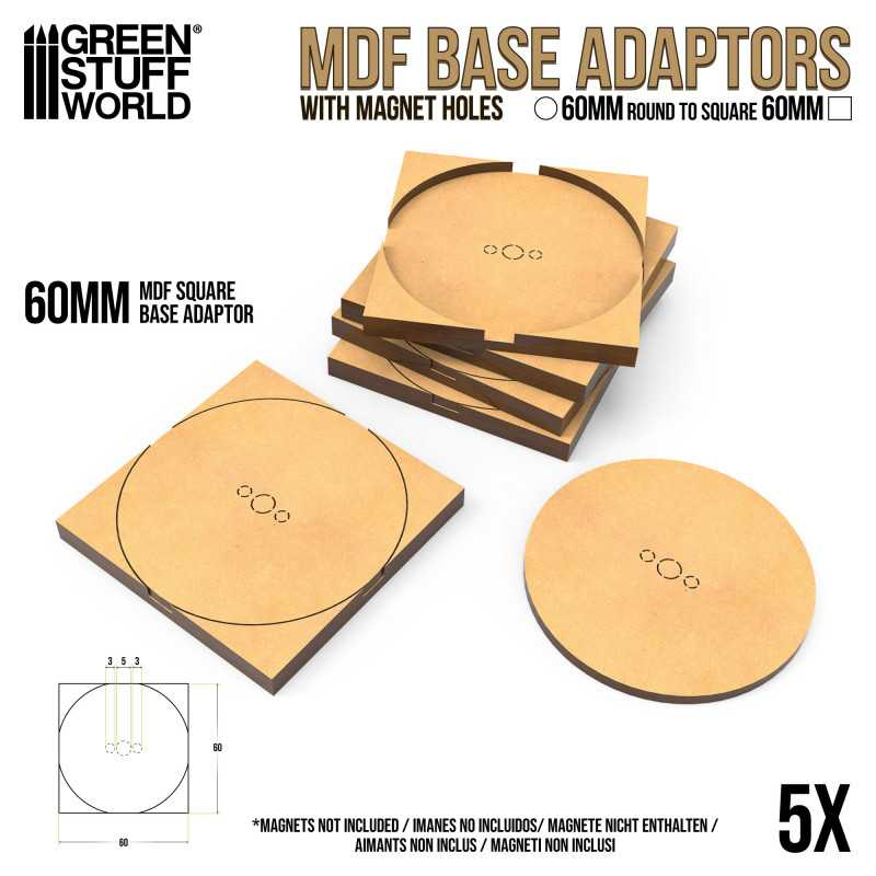 MDF Base adapter - Round 60mm to Square 4