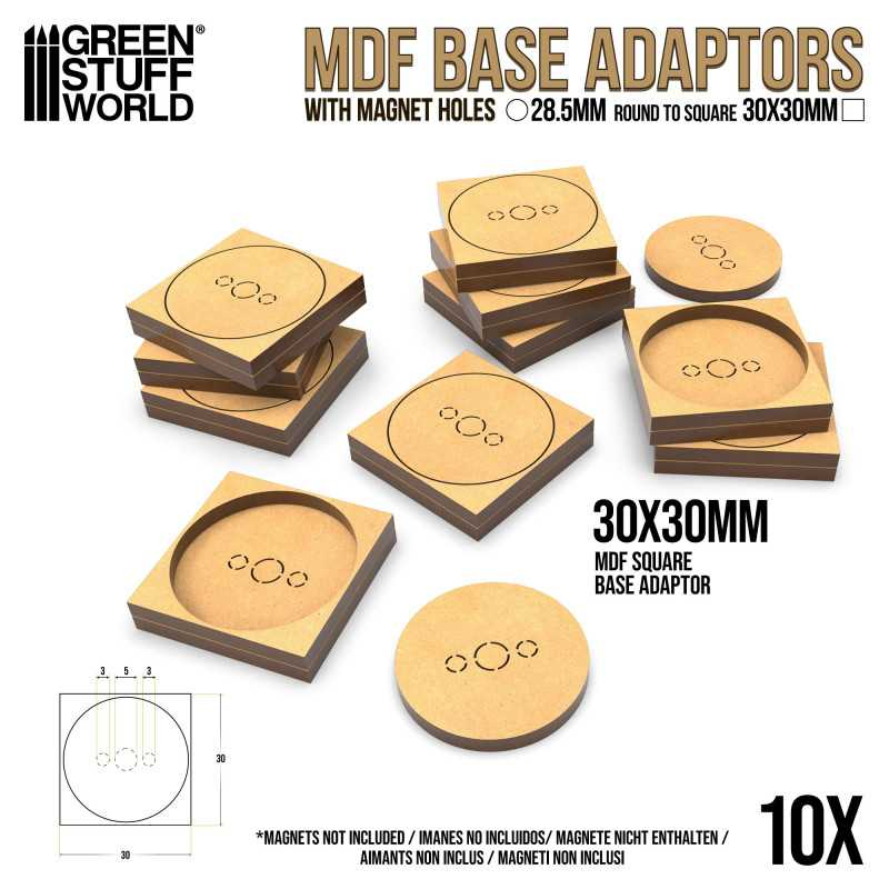 MDF Base adapter - Round 28.5mm to Square 30x30mm 2