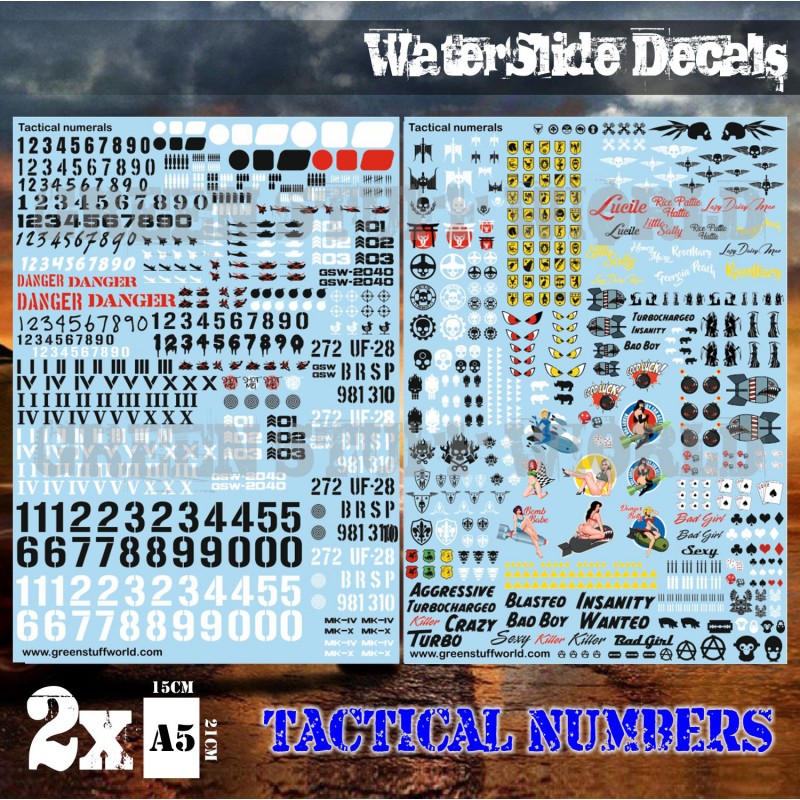 Waterslide Decals - Tactical Numerals and Pinups 1