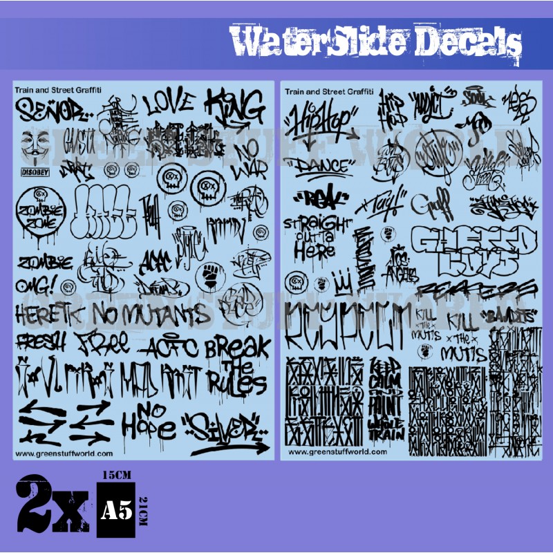Waterslide Decals - Train and Graffiti Mix - Black 1
