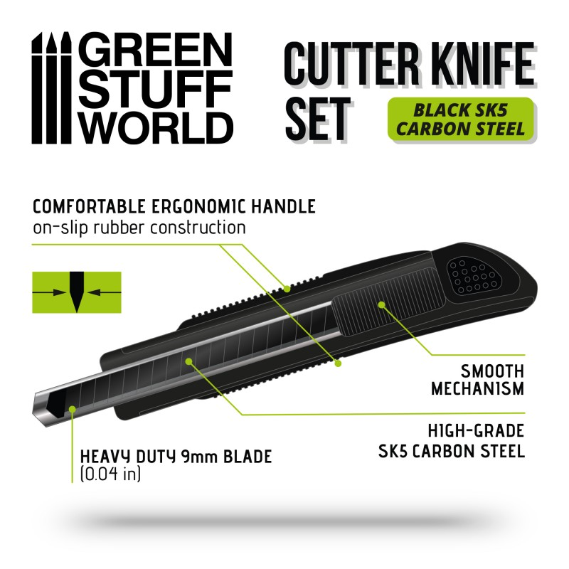 Black Hobby Knife + 10x Black Spare Blades 2