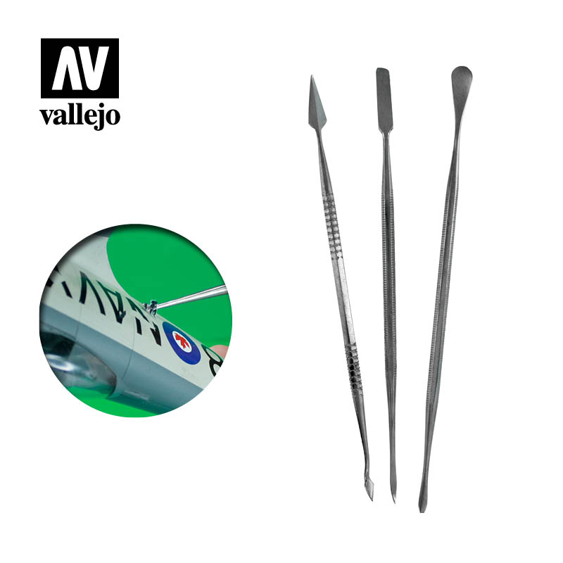 AV Vallejo Tools - Set of 3 Stainless Steel Carvers 1