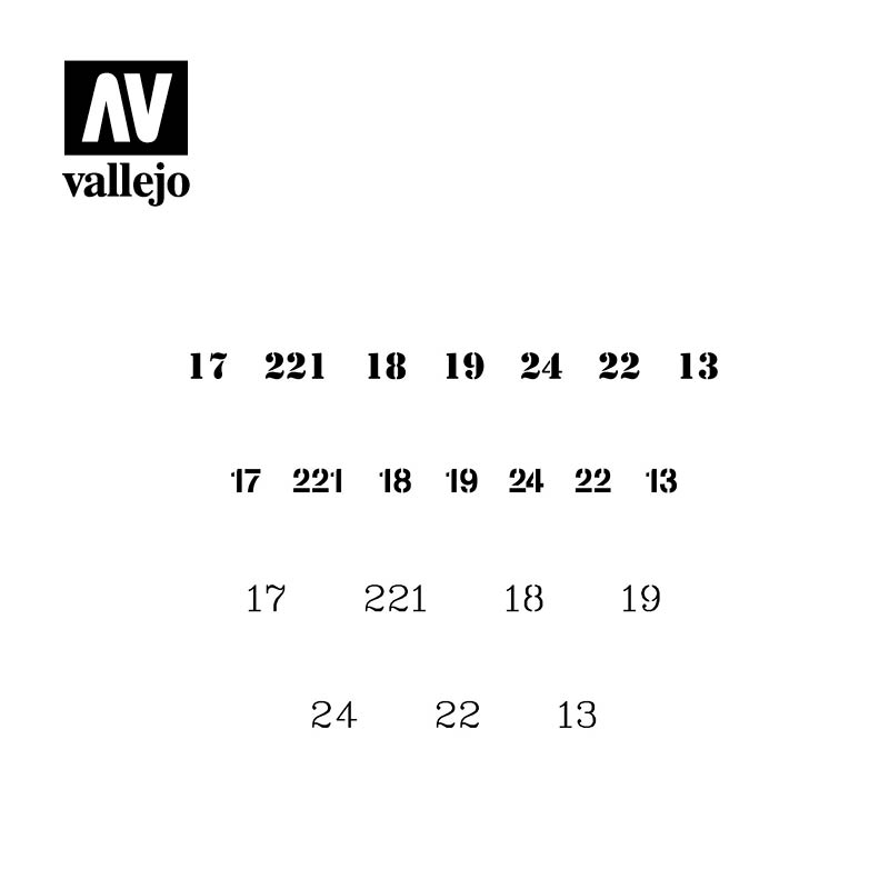 AV Vallejo Stencils - 1:35 Soviet Numbers WWII 2